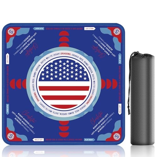 31.5 Inch American Mahjong Mat for Table, Non-Slip & Noise Reduction Gaming Mat with Drawstring Bag, Perfect for Poker, Board Games, Card Games, Tile Games, and Dominoes - color: American Flag