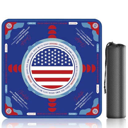31.5 Inch American Mahjong Mat for Table, Non-Slip & Noise Reduction Gaming Mat with Drawstring Bag, Perfect for Poker, Board Games, Card Games, Tile Games, and Dominoes - color: American Flag