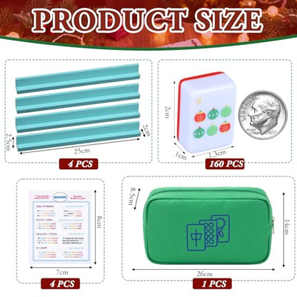 Soulchen Mini American Mahjong Tile Set Include 160 0.8 Inch Mahjong Tiles 2 Dice 4 Wooden Rulers 1 Accessory Bag 4 Beginner Rule Cards (Christmas) - style: Christmas