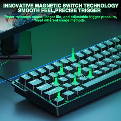 Aula WIN60 HE - 60% Mechanical Gaming Keyboard Wired, Magnetic Switch Hot Swappable, Adjustable Actuation Rapid Trigger Mode, 8000 Hz Polling Rate, RGB Small Keyboard 60 Percent Compact Design for PC - color: Black