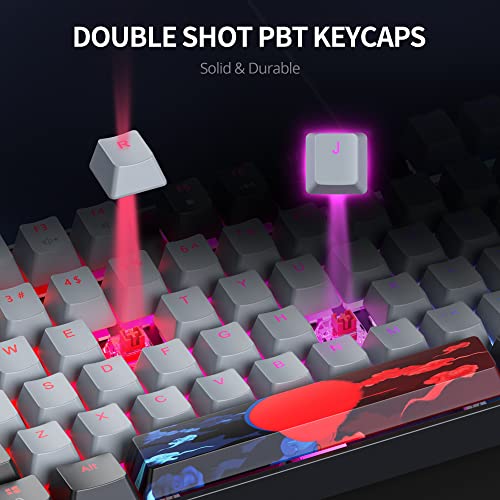 75 Percent Mechanical Gaming Keyboard, 87 Keys RGB Backlit Wired Keyboard TKL Compact Keyboard with Linear Red Switches for Laptop PC PS4 PS5 Xbox Gamer(87 Dolch) - color: 87 Dolch/Red Swicth