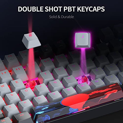 75 Percent Mechanical Gaming Keyboard, 87 Keys RGB Backlit Wired Keyboard TKL Compact Keyboard with Linear Red Switches for Laptop PC PS4 PS5 Xbox Gamer(87 Dolch) - color: 87 Dolch/Red Swicth