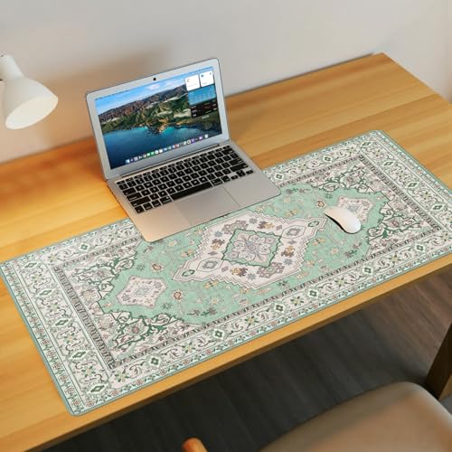 Baziabbo Green Desk Mat,XXL Extended Big Mouse Pad,Gaming Mousepad with Stitched Edge,Non-Slip Rubber Base Keyboard Desk Pad for Home Office Study Game - color: Green