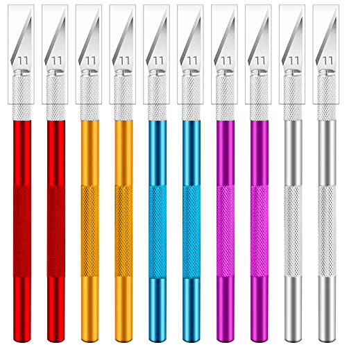 Jetmore 10 Pack Exacto Knife Set, Precision Craft and Hobby Knife for DIY Projects, Scrapbooking, Pumpkin Carving, and Art Cutting - color: Multicolored, size: 10 Pack