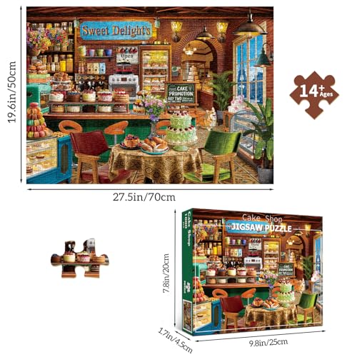 HUADADA Puzzles for Adults 1000 Pieces-Sweet Shop | Eco matte oil print, eye strain relief, tight puzzle piece fit, vibrant colours - color: Sweet Shop
