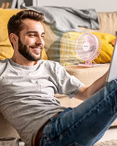 Gaiatop USB Desk Fan, Small But Powerful, Personal Portable Quiet 3 Speeds, Adjustable Mini Table Desktop fan for Cooling Home Office Car Summer Travel Gifts Pink - color: Pink