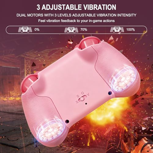 Joso Mobile Gaming Controller, Wireless Game Controller for iPad/Tablet/iPhone/Android/Switch/Switch 2/Lite/OLED/PC, Handheld Gamepad with Hall Effect Joysticks/Triggers/6-Axis Gyro - Pink - color: Pink