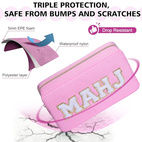 Mahjong Tile Bag Mahjong Bag with Zipper Travel Mahjong Carrying Case Storage Pouch Gifts for Mahjong Lovers Accessories - color: Pink-mahj