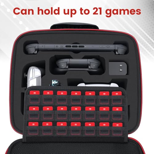 Migitec All-In-1 Travel Carrying Case Compatible with Nintendo Switch 2 | Protective Hard Case for Switch 2 Console, Dock, Pro Controllers, Joy-Con Grip, Power Adapter, 21 Games, Cables & Accessories