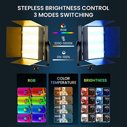 Dimmable Bi-Color RGB LED Video Lights Kit 3200-5600K Professional Panel Lamp for Studio Photography Shooting - color: E