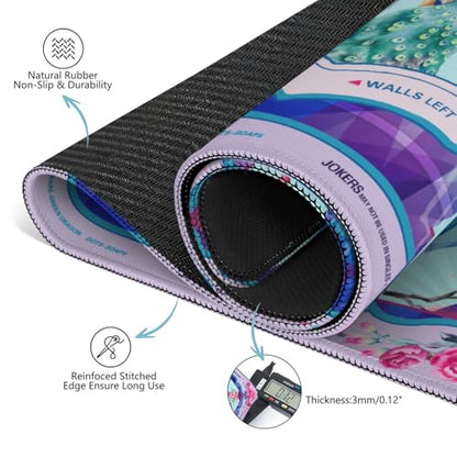 Blue Mahjong Mat for Table, 31.5*31.5in Anti Slip American Mahjong Table Cloth, Noise Reduction, Neoprene Mah jongg Mat with Carrying Bag & 3 Dices, Mahjong Set Gift for Board Tile Games Mats, Peacock - color: Blue02