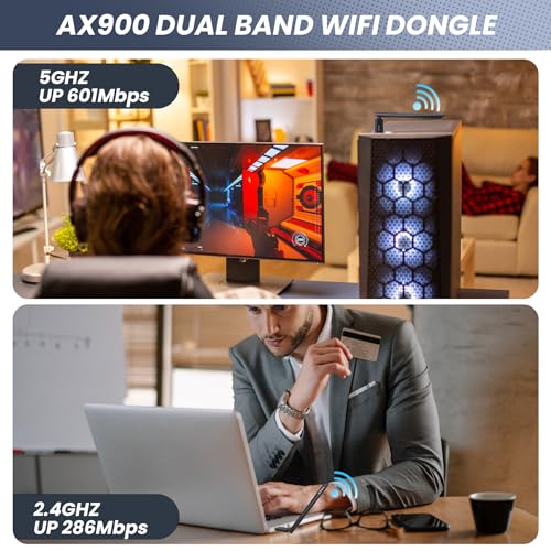 SUMEE 2-in-1 USB Bluetooth 5.4 & WiFi 6 Adapter for PC Desktop, AX900Mbps Dual-Band 5GHz/2.4GHz, 6dBi High Gain Antenna, Wireless Transmitter/Receiver, Plug & Play for Windows 10/11/7 - style: BT5.4+WIFI
