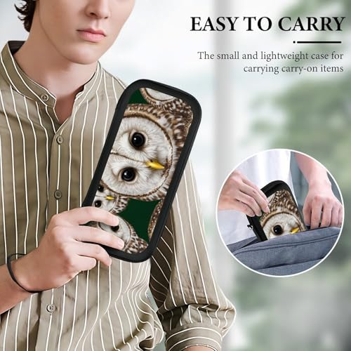 PPIKTC Travel Protective Pouch for Switch, Portable Carrying Case with 15 Game Cartridges, Cute White Owl Bag - color: Design (208)
