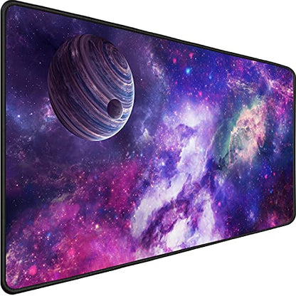 TEDNETGO Large Extended Gaming Mouse Pad, Long Mouse Pads, Extra Large Big Mouse Pad with Stitched Edge, XXL Non-Slip Computer Computer Keyboard Mat for Gamer/Desktop/Office/Home, Galaxy - color: Galaxy, size: 31.5L x 15.7W inches