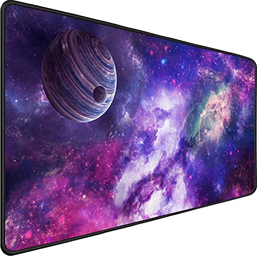 TEDNETGO Large Extended Gaming Mouse Pad, Long Mouse Pads, Extra Large Big Mouse Pad with Stitched Edge, XXL Non-Slip Computer Computer Keyboard Mat for Gamer/Desktop/Office/Home, Galaxy - color: Galaxy, size: 31.5L x 15.7W inches