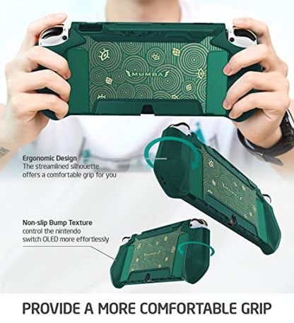 Mumba Dockable Case for Nintendo Switch OLED 2021, [Blade Series] TPU Grip Protective Cover Accessories Compatible with Nintendo Switch OLED 7 Inch and Joy-Con Controller (Viridian) - color: Viridian