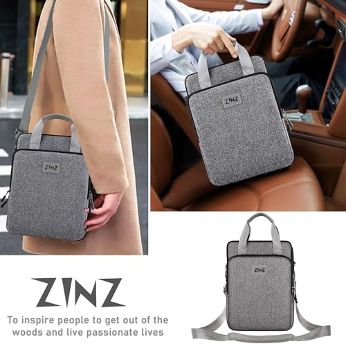 ZINZ Laptop Shoulder Bag 12.3-13 inch Case Sleeve, Expandable Handbag with Valuables Compartment Compatible with MacBook Air/Pro/Neo 13", iPad 12.9"/13"/11", Shockproof,Gray-Black edge - color: Gray-black Edge