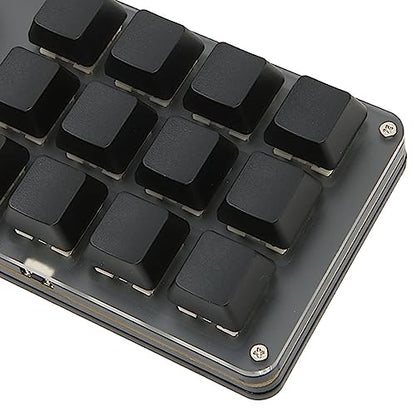 Zunate Mini Macro Mechanical Gaming Keyboard, 12 Keys 3 Knobs One Handed USB PC Keypad, Programmable Shortcut Custom Function Keyboard for Game Office (Wired USB)
