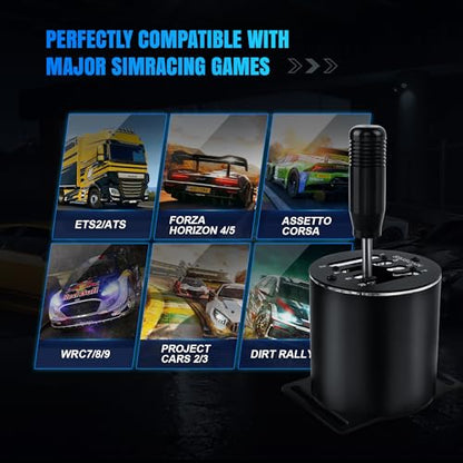 SIMSONN PC USB Simulator Shifter 7+R H Gear Shifter Compatible with Logitech G920 G27 G29 G25 T300RS/GT Steering Wheel, Design for ATS ETS Dust WRC Sim Racing Games (7+R)