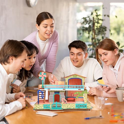 3D Wooden Puzzle,57Pcs House Model for Teens & Kids 8+,Simple Packaging | Compact 3D Architectural Model,for Parent-child Play,Classroom Rewards.Moderate Difficulty,Fun Building Activity for Ages 8+