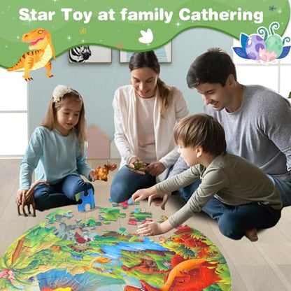 Civaner 70 Pieces Floor Puzzles Round Large Puzzles for Kids Ages 3-5 5-8 Jumbo Jigsaw Puzzle Educational Gifts for Toddlers Girls Boys Baby Shower Holiday Birthday(Jurassic Dinosaur) - style: Jurassic Dinosaur
