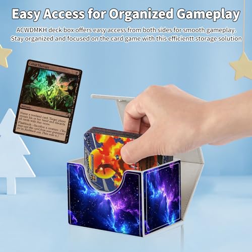 for MTG Commander Deck Box,Card Deck Box for Trading Yugioh MTG,Fits 100 Double Sleeved Cards,PU Leather Strong Magnet Case for Magic Commander TCG CCG,Blue Purple Sky - color: Blue Purple Sky