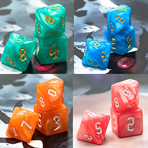 6 Sets DND Dice Polyhedral Dice Set (42pcs) with 1 Large Leather Bag, D&D Dice Set for Dungeons and Dragons, RPG Table Games. (6 Sets Sickle Font Pearl Patte) - color: 6 Sets Sickle Font Pearl Patte