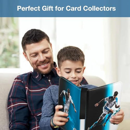 Trading Card Binder 400 Card Capacity, 50 Removable Sleeves (4 Pocket), Zipper Card Album Organizer for TCG Cards (Soccer) - color: Soccer