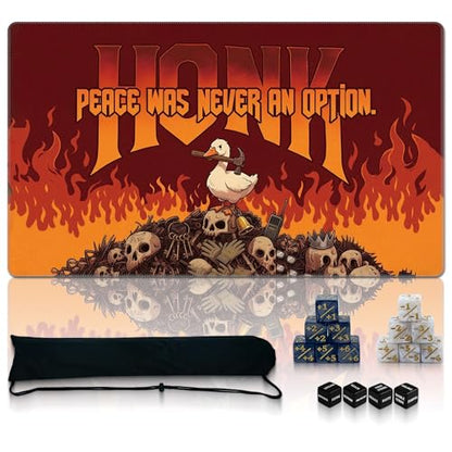 Ultimate TCG Battle Set: 24"x14" Stitched Fantasy Playmat, 16 Dice & Carry Bag – Non-Slip 2mm Rubber Card Game Mat for Trading Card Games (Chaos Goose, Classic Series) - color: Chaos Goose, size: CLASSIC SERIES