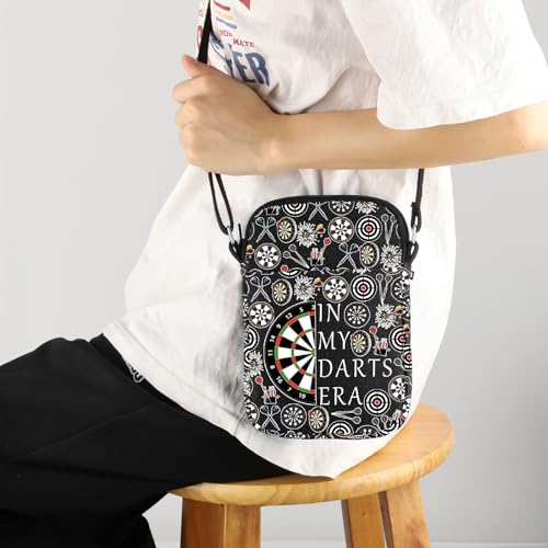 MNIGIU Funny Dart Gift For Dart Player In My Darts Era Crossbody Bag Dartboard Paint Shoulder Bag Dart Game Queen Gift - color: In My Darts Era Black