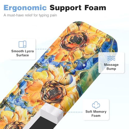 Ospelelf 3 in1 Ergonomic Wrist Rest Pad for Computer Keyboard and Mouse, Large Mouse Pad Set with Support for Office, Sunflower - color: Sunflower