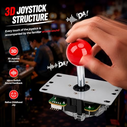 Arcade Joystick Gamepad DIY Joystick Arcade Game Fighting Stick Replacement Parts Pin Circuit Board with Ball Head - color: Red