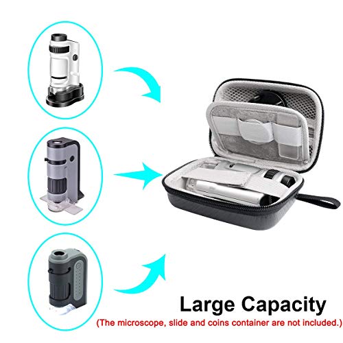 Jiusion Hard Case for Carson MicroBrite Plus Pocket Microscope (MM-300 or MM-300MU) and MicroFlip (MP-250 or MP-250MU) Travel Storage Carrying Include Carabiner and Strap - size: For MM-300 and MP-250