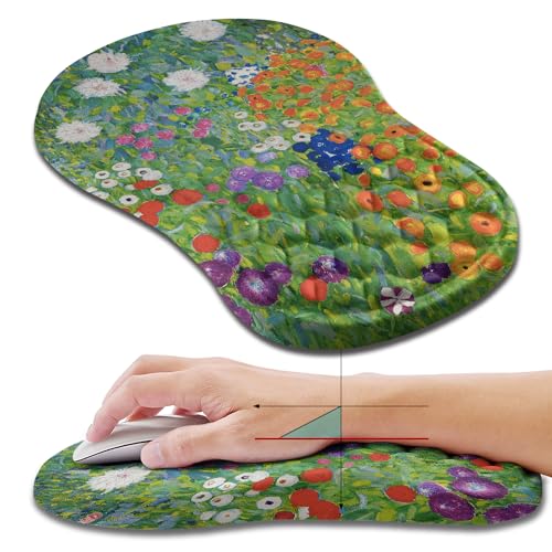 Hokafenle Ergonomic Mouse Pad Wrist Support, Wrist Rest Mousepad for Carpal Tunnel Pain Relief with Integrated Memory Foam Slope Massage Bulge (11.8x7.9 inch,Cute Floral - color: KM26-Cute Floral