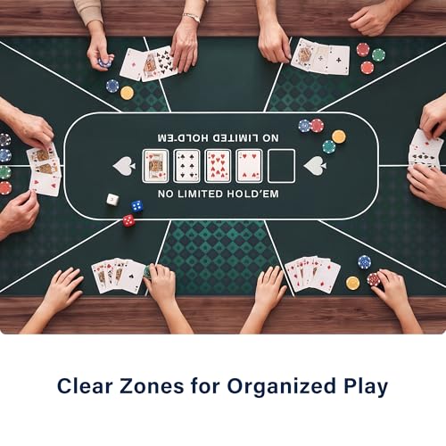 LAUSAINT HOME Poker Table Top Mat, No Crease EVA Poker Mat for Board Game Table Cover Layout Design, 6-8 Players Folding Portable Gaming Table Top, Texas Hold'em Blackjack, Casino, Card Game Night - size: Rectangle