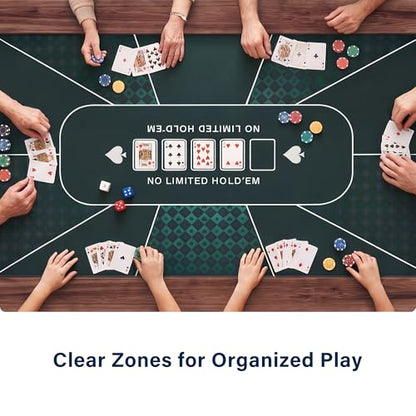 LAUSAINT HOME Poker Table Top Mat, No Crease EVA Poker Mat for Board Game Table Cover Layout Design, 6-8 Players Folding Portable Gaming Table Top, Texas Hold'em Blackjack, Casino, Card Game Night - size: Rectangle