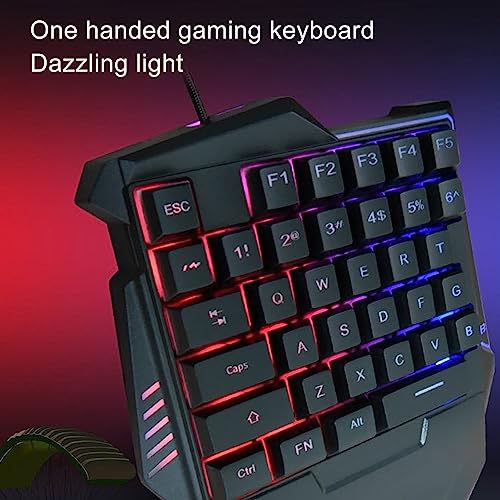 Vikye One Handed Gaming Keyboard, RGB Backlit 35 Keys Silent Keyboard Ergonomic Design USB Professional Gaming Keypad for PC