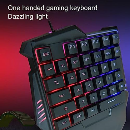 Vikye One Handed Gaming Keyboard, RGB Backlit 35 Keys Silent Keyboard Ergonomic Design USB Professional Gaming Keypad for PC