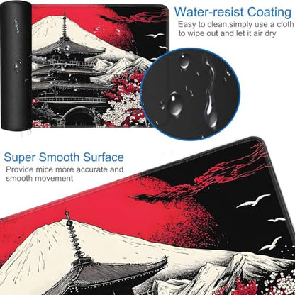 for MTG Game Playmat - 24 x 14 inches with Dices and Storage Bags, Non-Slip Base for TCG and Board Game Card Mats, Trading Card Games Mat, Mount Fuji Japanese Landscape Collectible Card Playmats - color: Jv-playmat-p7-1-g194
