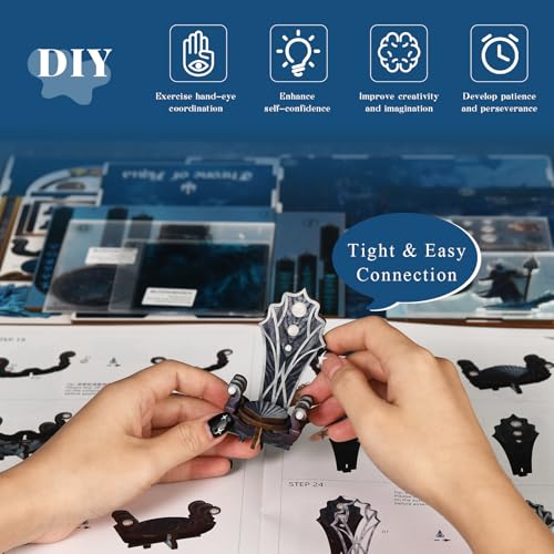 MiniCity Book Nook Kit, DIY Underwater Mythic Ruin Miniature with Led Light, Craft Model with Free Stand, 80+Pcs Easy Assembly for Adults Teens, Fantasy Bookshelf Decor & Gift (Throne of Aqua) | DIY building kit with a free figure; Build in 2-4 hr; 80-pie