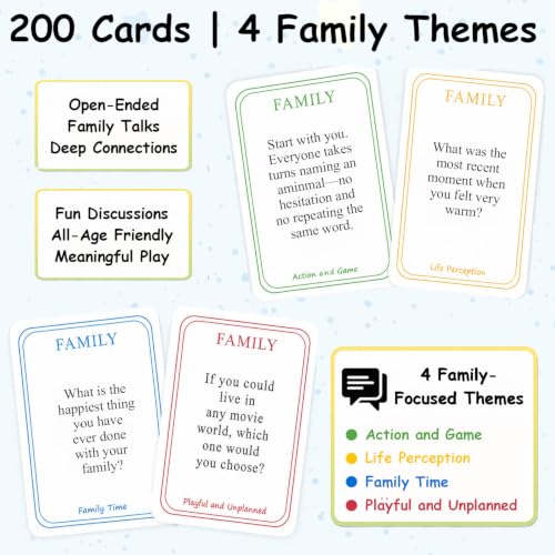 200 Family Conversation Cards for Kids & Adults, Family Edition