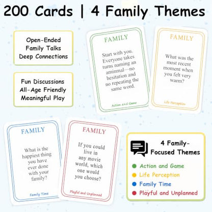 200 Family Conversation Cards for Kids & Adults, Family Edition