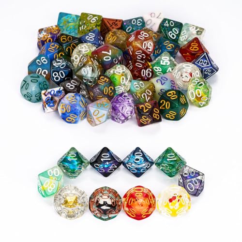 10 Pack Polyhedral Dice Set, Random Color 10 Sided Dice for D&D, DND, Table Games, Role Playing Game - color: 10pcs D00 Random Color