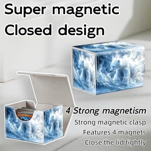 Trading Card Storage Box, Holds 100+ for MTG Cards, PU Leather with Magnetic Closure, Magical White Polar Bear Cub Durable Deck Box for Magic the Gathering, Trading Card Games - color: Magical White Polar Bear Cub
