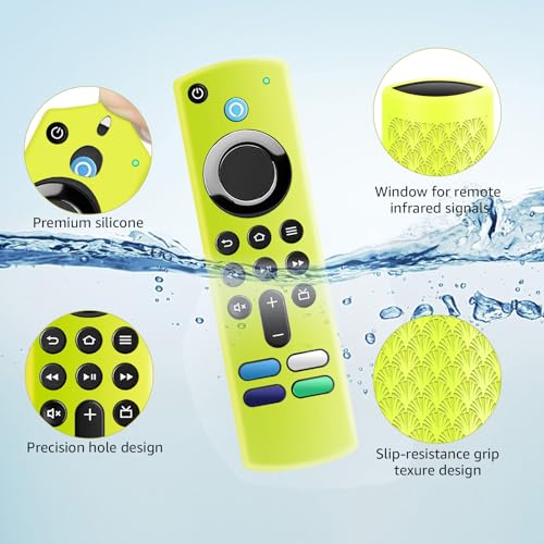 (3 Pack) ONEBOM Protective Remote Cover, Silicone Remote Case, Remote Control Cover Pink Yellow Orange - color: (Black Lanyard)Glow Pink&Glow Yellow&Orange