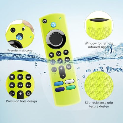 (3 Pack) ONEBOM Protective Remote Cover, Silicone Remote Case, Remote Control Cover Pink Yellow Orange - color: (Black Lanyard)Glow Pink&Glow Yellow&Orange