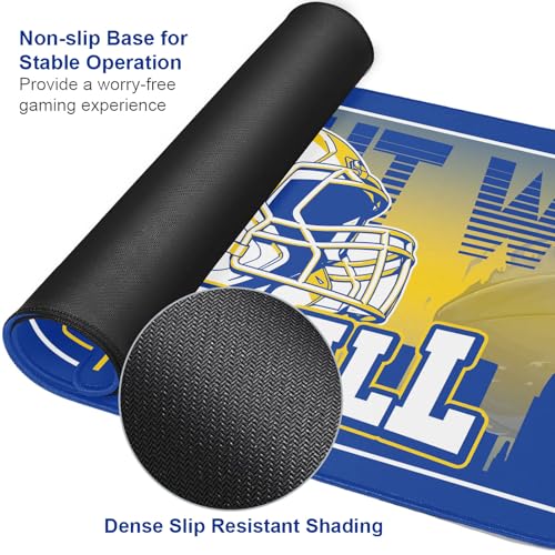 Football Desk Mat, Large Stitched Edges Gaming Mouse Pad, Blue Gold City Design Keyboard Mat for Laptop Computer Desktop - 31.5x12 Inch for Football Fans - color: Blue Gold Football