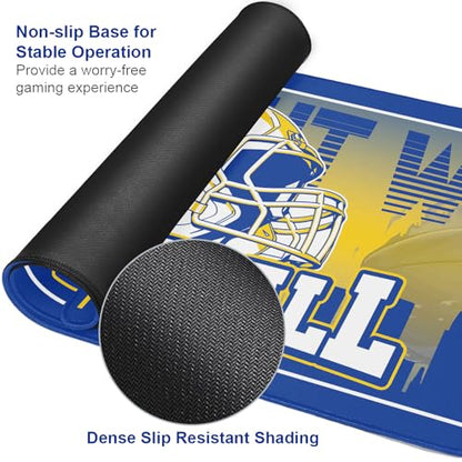 Football Desk Mat, Large Stitched Edges Gaming Mouse Pad, Blue Gold City Design Keyboard Mat for Laptop Computer Desktop - 31.5x12 Inch for Football Fans - color: Blue Gold Football