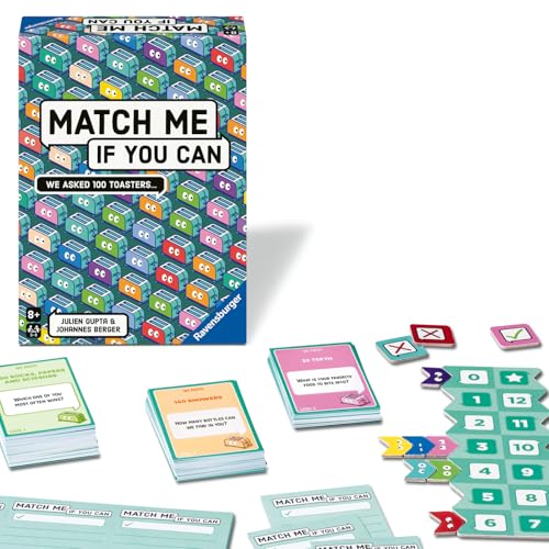 Ravensburger Match Me If You Can - Party-Game with 300 Curious Questions - Fun Conversation Starter & Social Guessing Game - 3 to 8 Players - Ages 8+