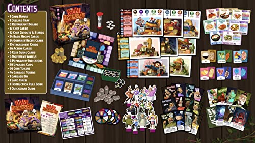 Rival Restaurants by Gap Closer Games | Strategy Board Game | 2 to 6 Players | Ages 10+ | 45+ Minutes | Unique Chefs, Upgradable Restaurants & Recipe Cooking - style: Base